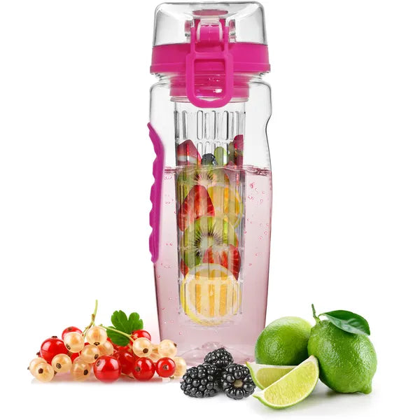 Fruit Infuser Water Bottle 32OZ Juice Shaker Sport W/ Flip Top Lid Anti-Slip Grips For Office Home Sport Running Walking Hiking