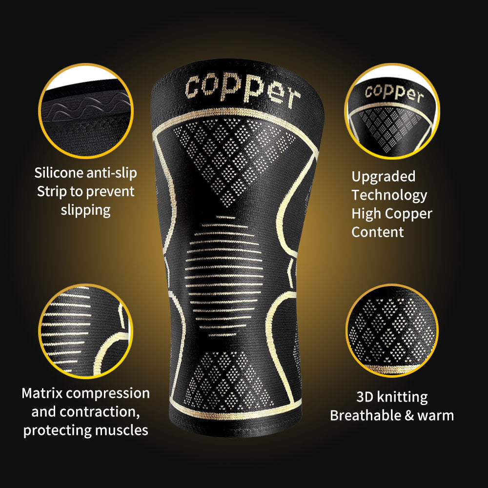 1 Pair Copper Knee Pads Ultimate Shock-Absorbing Gear For Men & Women Superior Knee Support For Sports Yoga Fitness Basketball