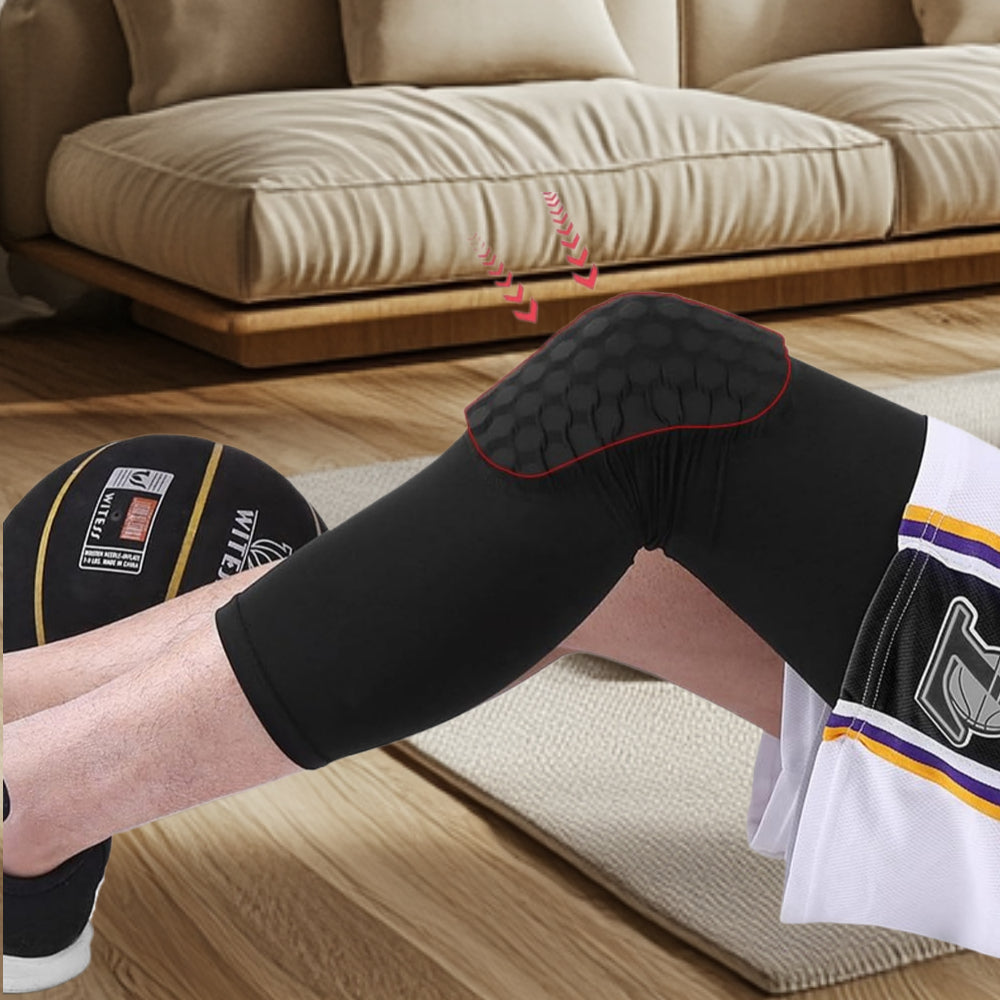 2 PC Compression Knee Pads Long Leg Sleeves Brace Knee Support Protection For Basketball, Football, Volleyball, Running, Cycling