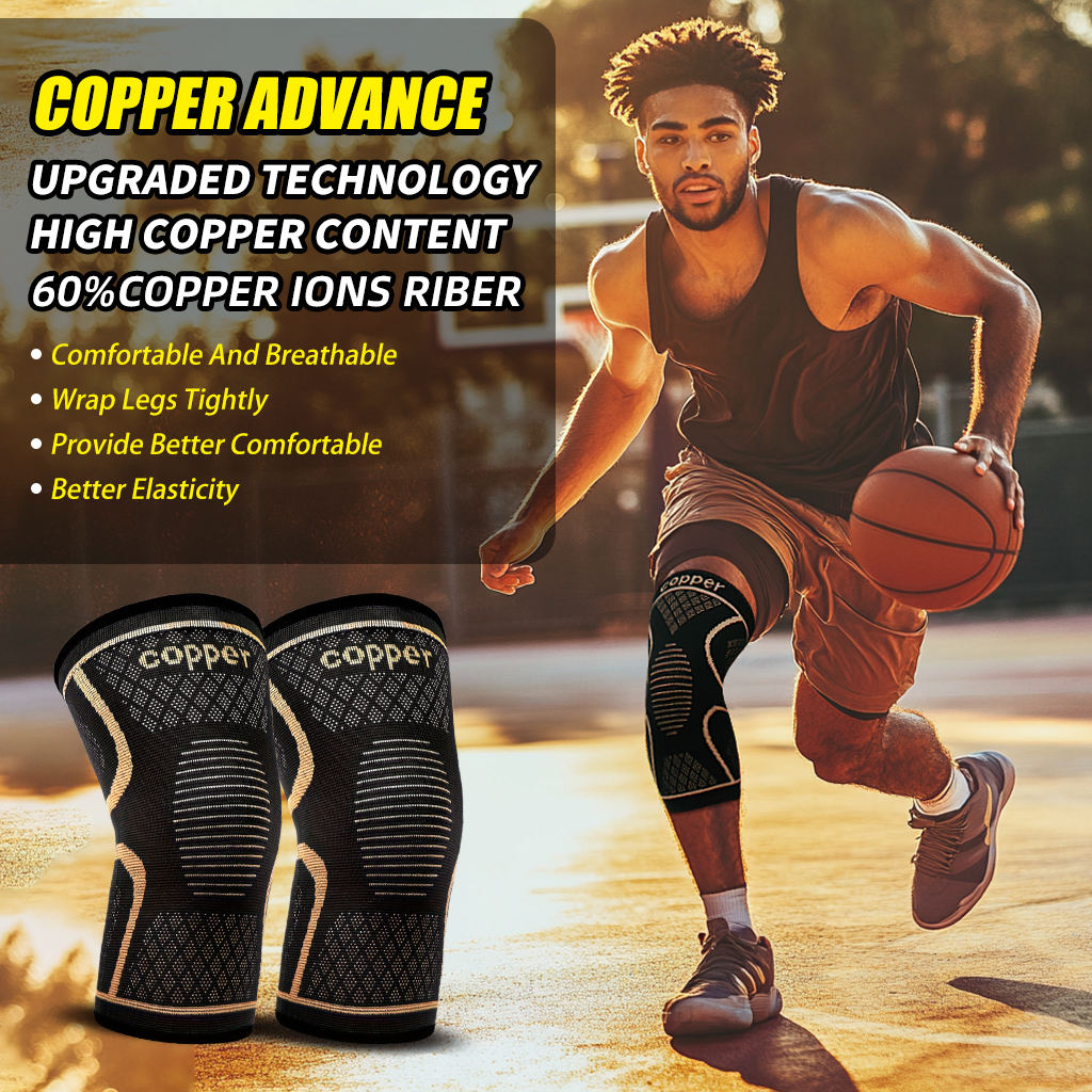 1 Pair Copper Knee Pads Ultimate Shock-Absorbing Gear For Men &amp; Women Superior Knee Support For Sports Yoga Fitness Basketball
