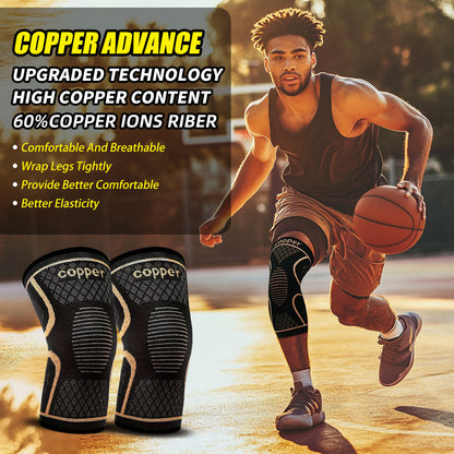 1 Pair Copper Knee Pads Ultimate Shock-Absorbing Gear For Men &amp; Women Superior Knee Support For Sports Yoga Fitness Basketball
