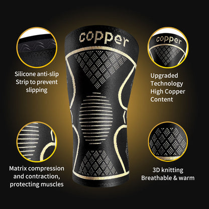 1 Pair Copper Knee Pads Ultimate Shock-Absorbing Gear For Men &amp; Women Superior Knee Support For Sports Yoga Fitness Basketball
